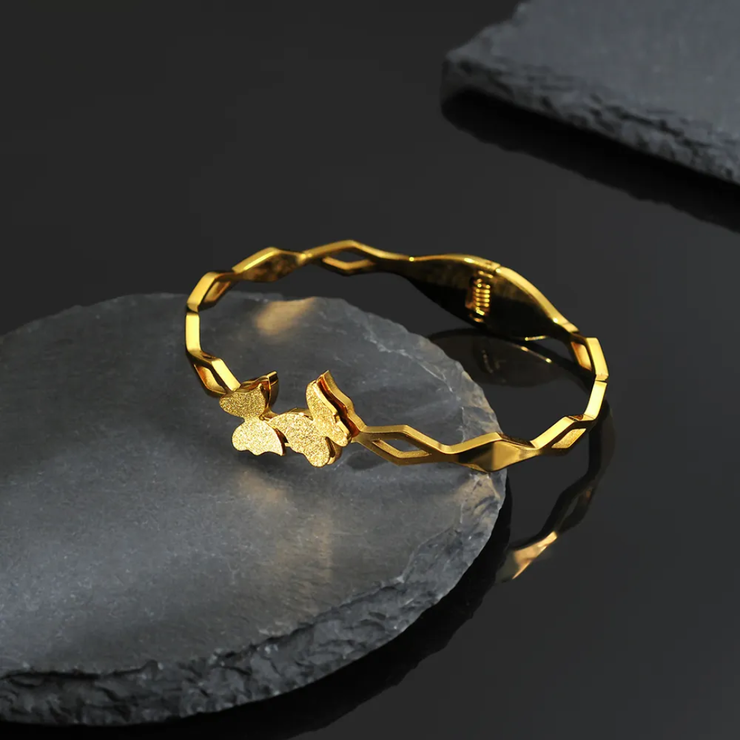 Geometric Butterfly Gold Plated Anti-Tarnish Bracelet (Size 2.6, 2.8 & Regular)