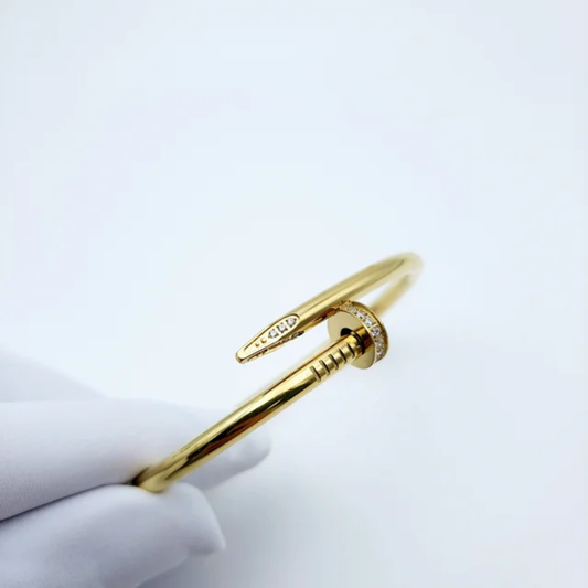 Gold Plated Anti-Tarnish Nail Kada with Stone Accents