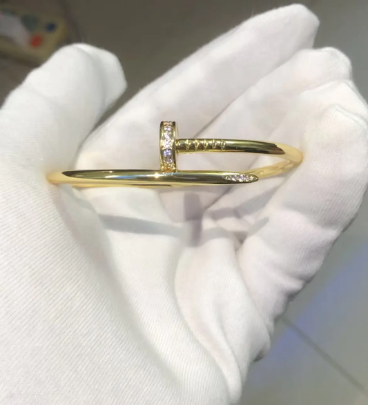 Gold Plated Anti-Tarnish Nail Kada with Stone Accents