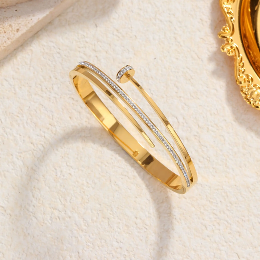 Gold Plated Anti-Tarnish Kada with Elegant Dual Line Design