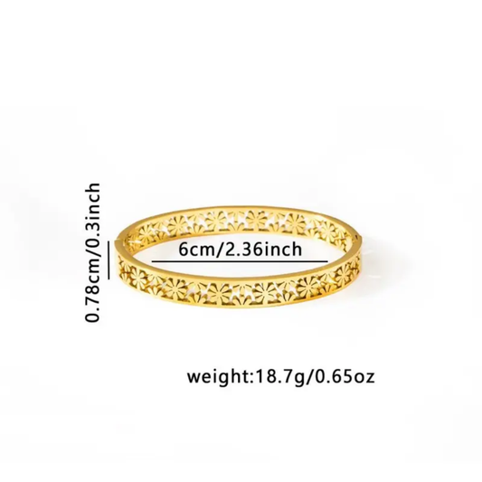 Gold Plated Anti-Tarnish Floral Cutout Kada (Size 2.6 & 2.8)