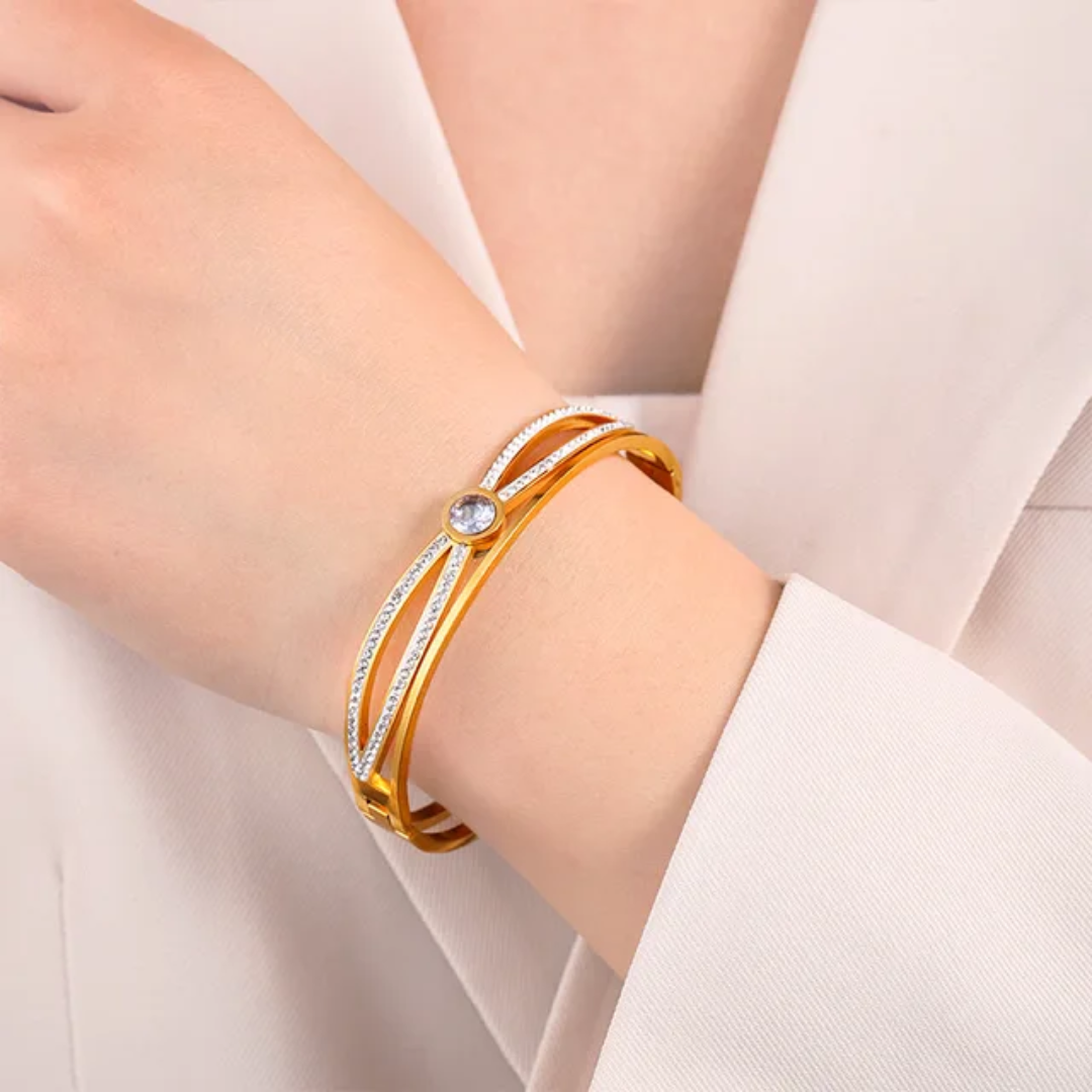 Gold Plated Anti-Tarnish Kada with Stone Dial Design (Size 2.6 & 2.8)