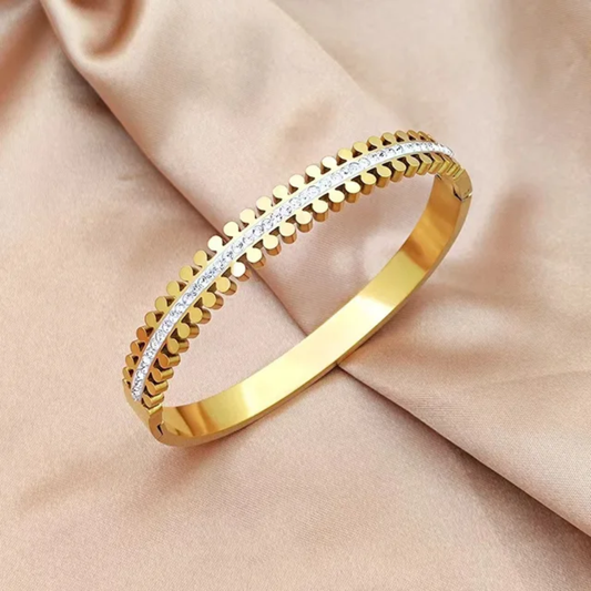 Gold Plated Anti-Tarnish Kada with Stone Detailing (Size 2.6 & 2.8)