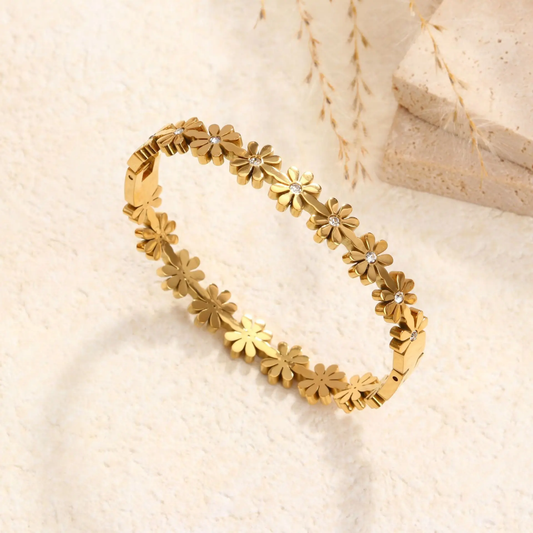 Gold Plated Anti-Tarnish Floral Kada