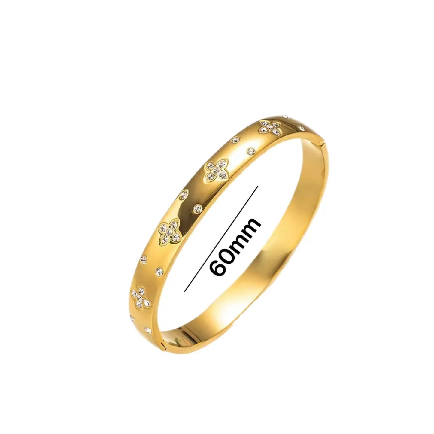 ✨ Anti-Tarnish Gold Plated Kada Bracelet with Crystal Floral Design