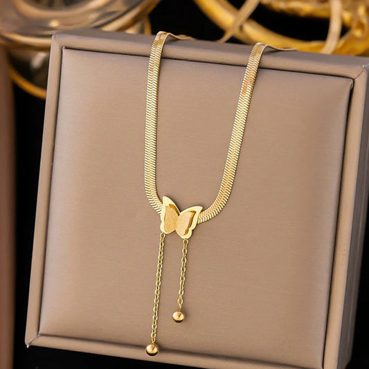 Gold Plated Anti-Tarnish Butterfly Pendant Necklace
