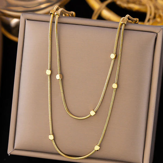 Gold Plated Anti-Tarnish Double Layer Necklace