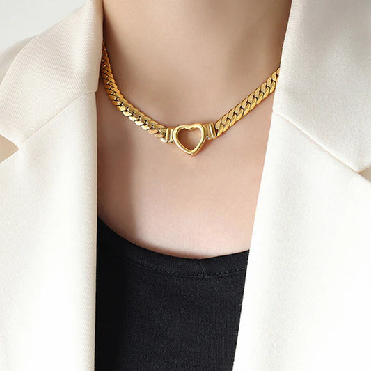 Gold Plated Anti-Tarnish Heart Pendant Necklace