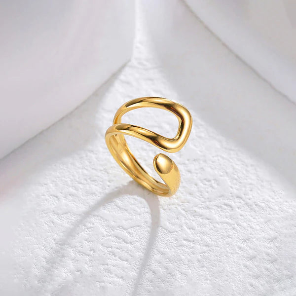 Gold Plated Abstract Adjustable Finger Ring