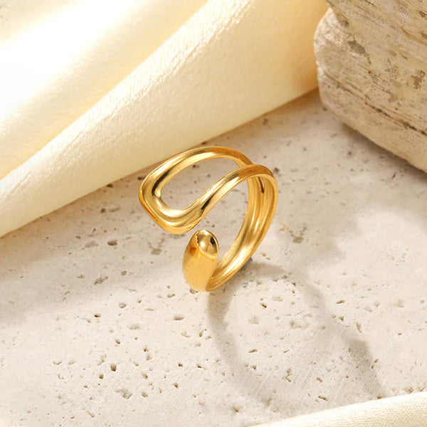 Gold Plated Abstract Adjustable Finger Ring