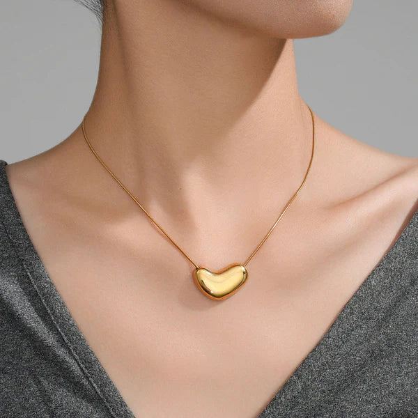 Gold Plated Bean Pendant Anti Tarnish Necklace