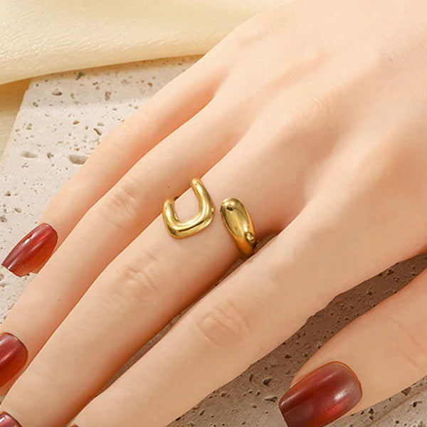 Gold Plated Abstract Adjustable Finger Ring
