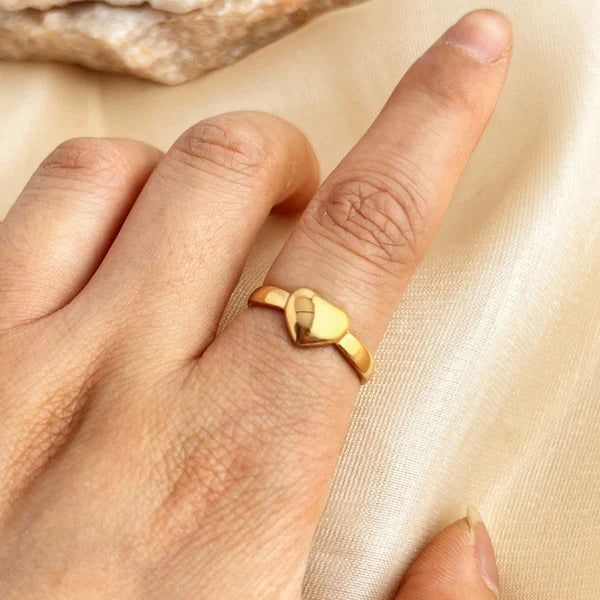 Gold Plated Anti Tarnish Heart Adjustable Finger Ring
