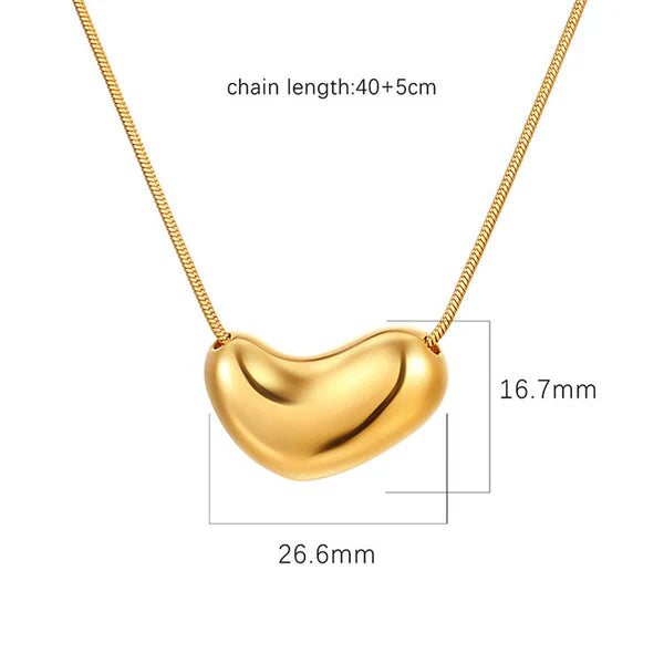Gold Plated Bean Pendant Anti Tarnish Necklace
