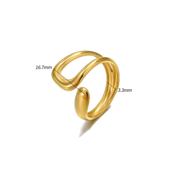 Gold Plated Abstract Adjustable Finger Ring
