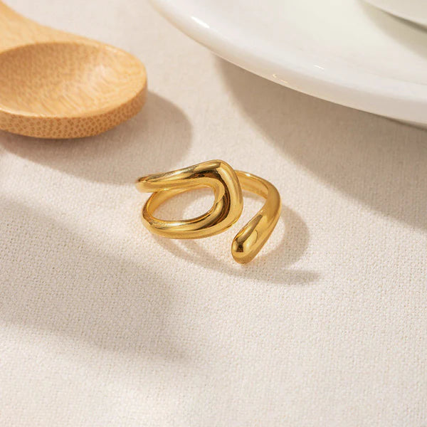 Gold Plated Abstract Adjustable Finger Ring