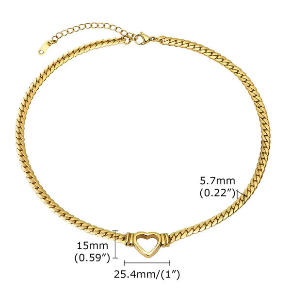 Gold Plated Anti-Tarnish Heart Pendant Necklace