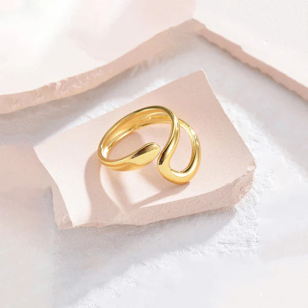 Gold Plated Abstract Adjustable Finger Ring