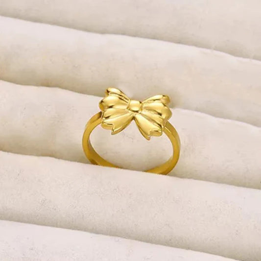 Gold Plated Anti-Tarnish Adjustable Bow Finger Ring 🎀