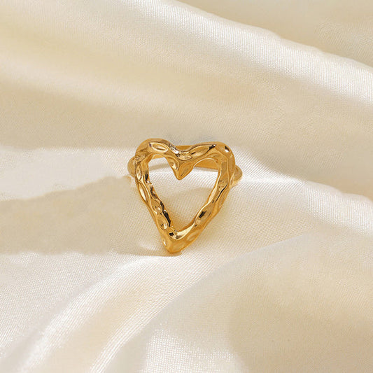 Gold Plated Anti Tarnish Hollow Heart Finger Ring