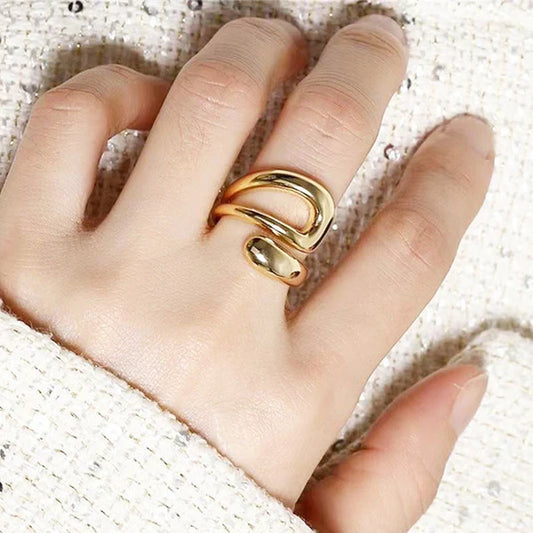 Gold Plated Abstract Adjustable Finger Ring