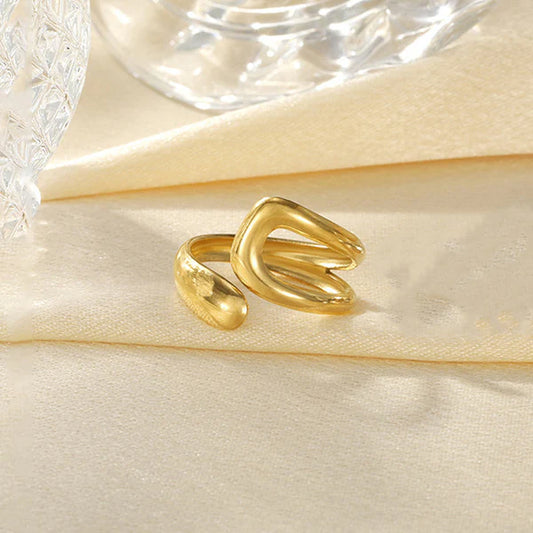 Gold Plated Abstract Adjustable Finger Ring