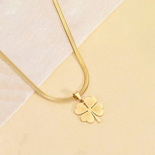 Gold Plated Anti-Tarnish Four-Leaf Clover Necklace