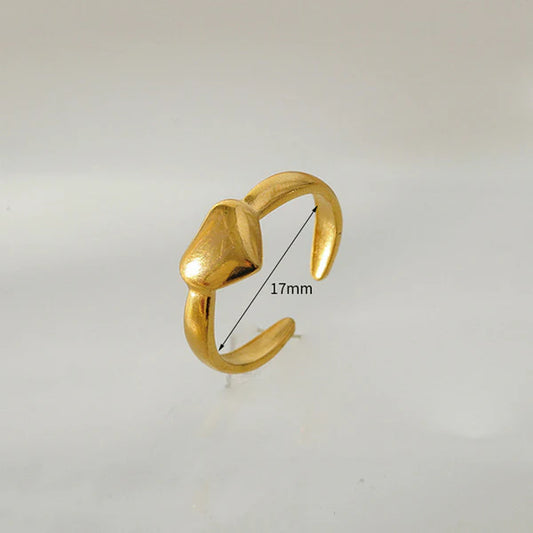 Gold Plated Anti Tarnish Heart Adjustable Finger Ring