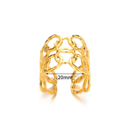 Gold Plated Anti Tarnish Linked Circle Finger Ring