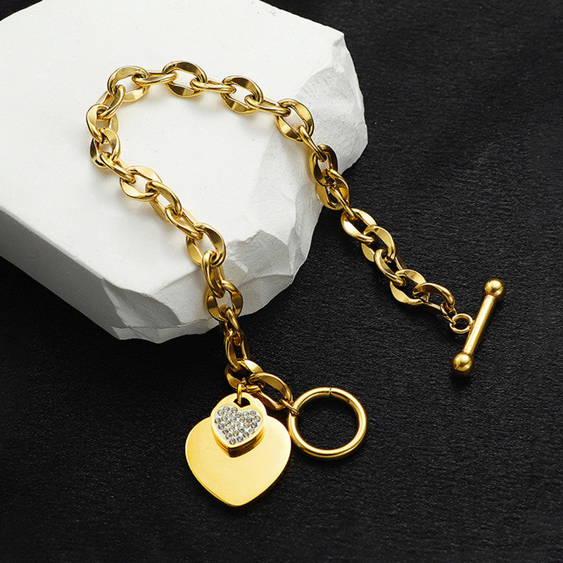 Anti-Tarnish Gold Plated Heart Charm Bracelet 💛✨
