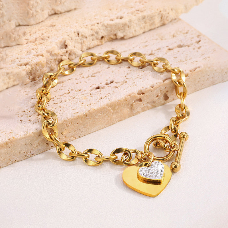 Anti-Tarnish Gold Plated Heart Charm Bracelet 💛✨