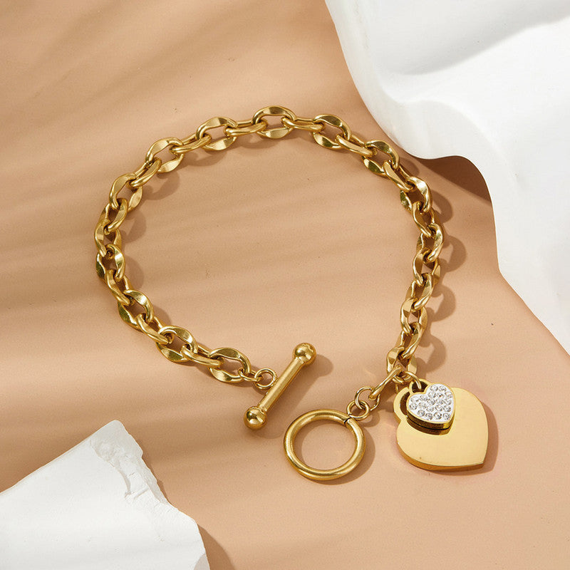 Anti-Tarnish Gold Plated Heart Charm Bracelet 💛✨