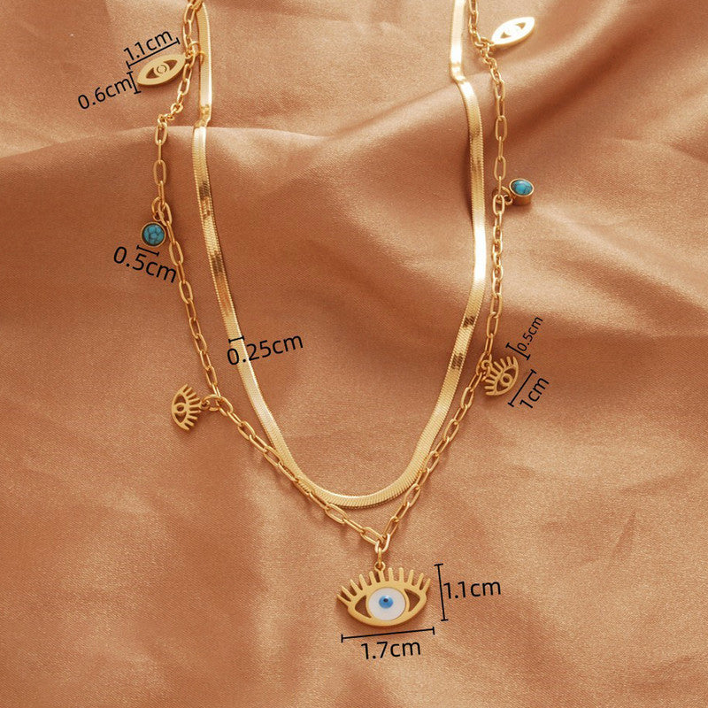 Gold-Plated Evil Eye Layered Necklace – Anti-Tarnish Finish