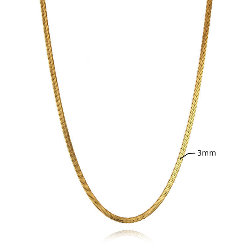 Anti-Tarnish Gold Herringbone Snake Chain Necklace