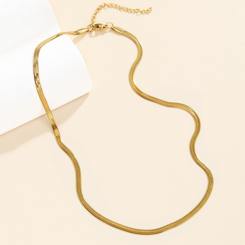 Anti-Tarnish Gold Herringbone Snake Chain Necklace