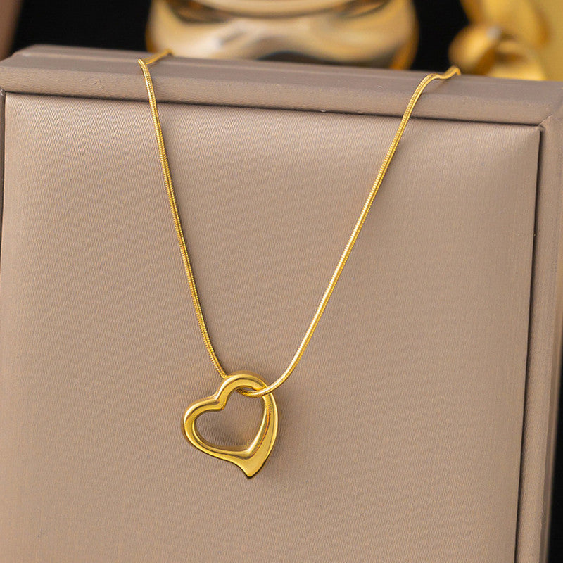 Anti-Tarnish Open Heart Gold Pendant Necklace