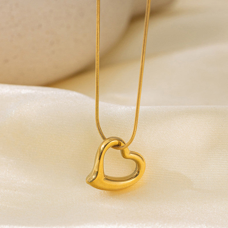 Anti-Tarnish Open Heart Gold Pendant Necklace