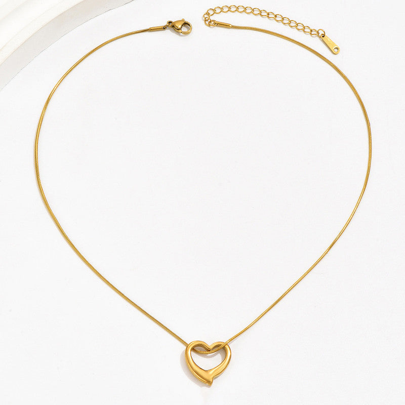 Anti-Tarnish Open Heart Gold Pendant Necklace