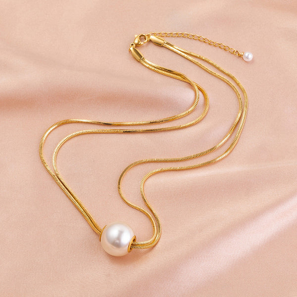 Elegant Pearl Pendant Gold Plated Anti Tarnish Necklace