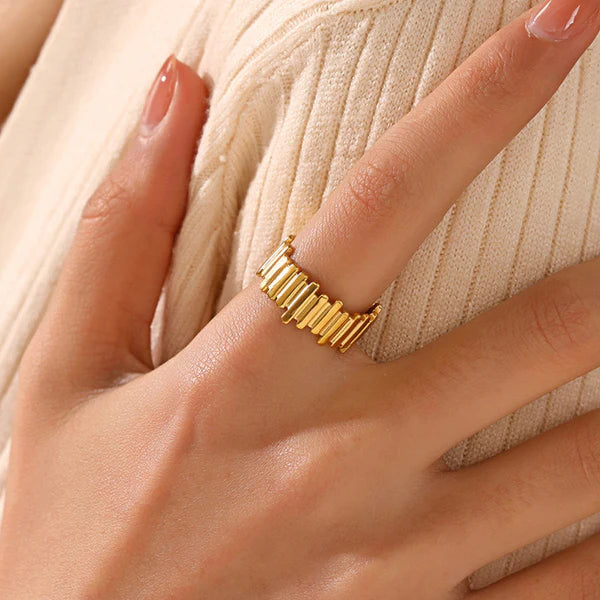 Gold Plated Anti Tarnish Geometric Band Finger Ring