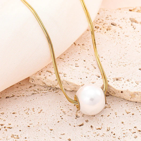 Elegant Pearl Pendant Gold Plated Anti Tarnish Necklace