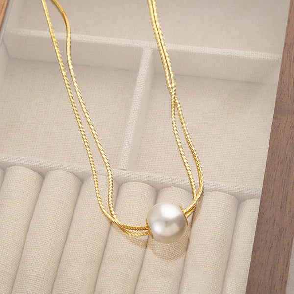 Elegant Pearl Pendant Gold Plated Anti Tarnish Necklace