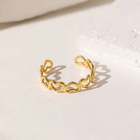Gold Plated Anti Tarnish Heart Finger Ring