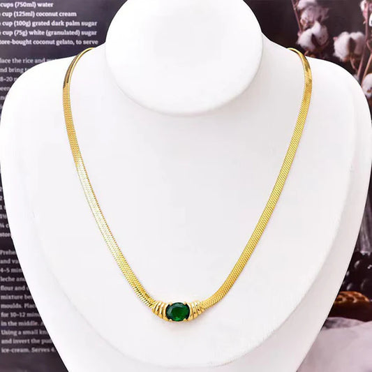 Gold Plated Anti Tarnish Emerald Pendant Necklace