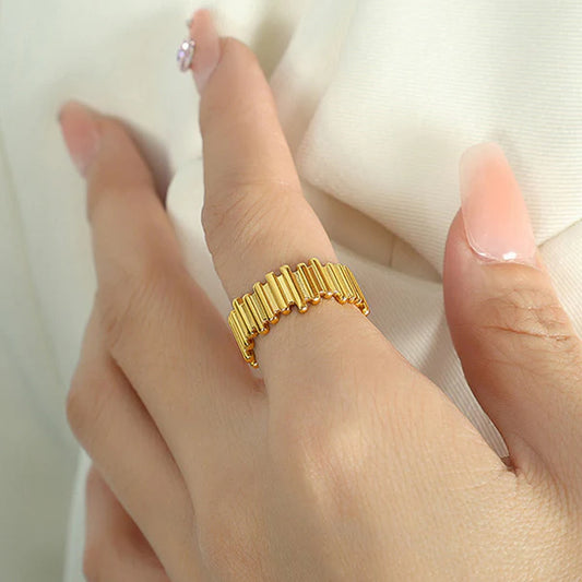 Gold Plated Anti Tarnish Geometric Band Finger Ring