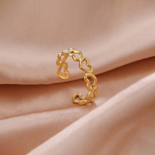 Gold Plated Anti Tarnish Heart Finger Ring