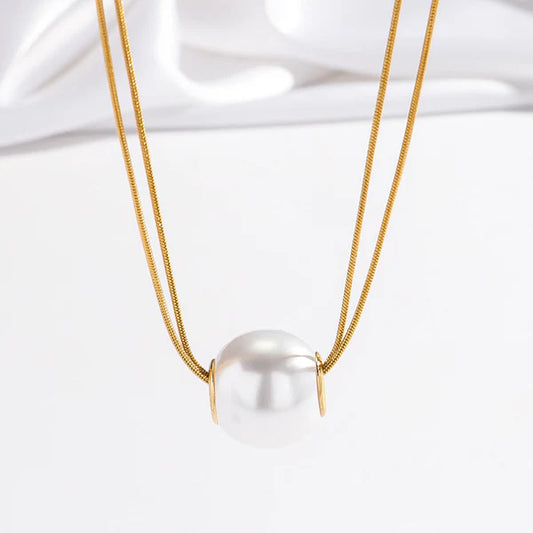 Elegant Pearl Pendant Gold Plated Anti Tarnish Necklace