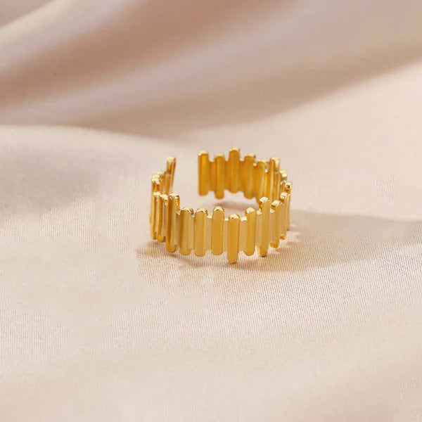 Gold Plated Anti Tarnish Geometric Band Finger Ring