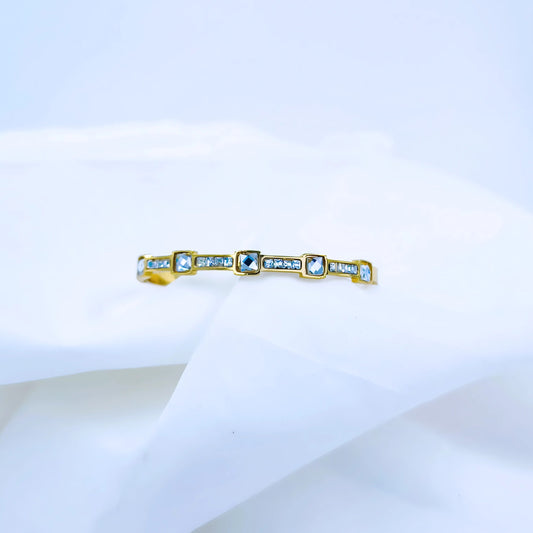 Square Crystal Line Anti-Tarnish Gold Plated Kada / Bracelet