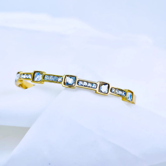 Square Crystal Line Anti-Tarnish Gold Plated Kada / Bracelet